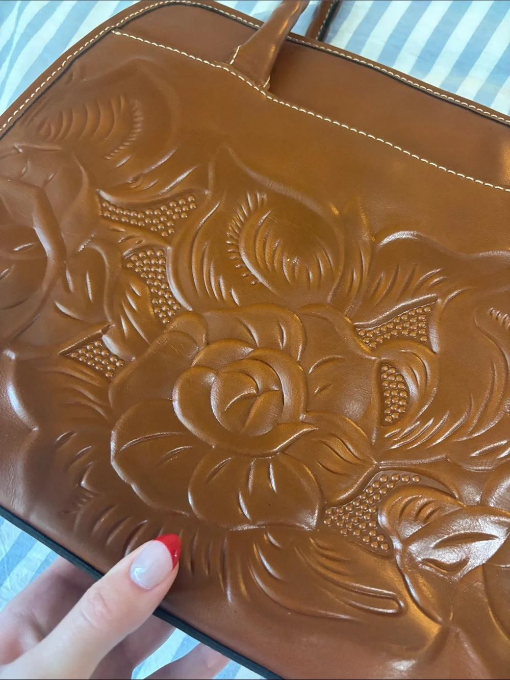 Patricia Nash Paris Embossed Floral Leather Satchel - Florence Brown